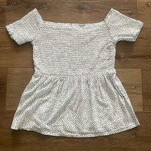 Smocked Shirt with Polka Dots